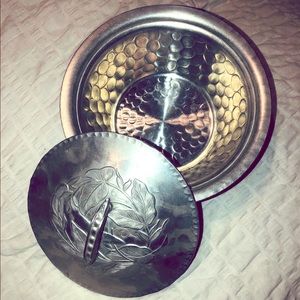 Hand Wrought Aluminum Pea Pod Covered Dish
